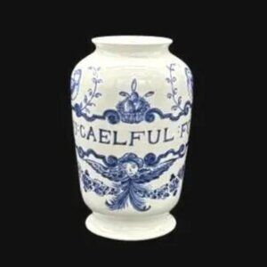 Vintage 1989 Lilly Pharmaceuticals Blue White Ceramic Apothecary Jar Portugal